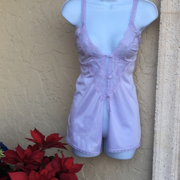 VINTAGE PALE LAVENDER LACE CHEMISE - Picture 2 of 4